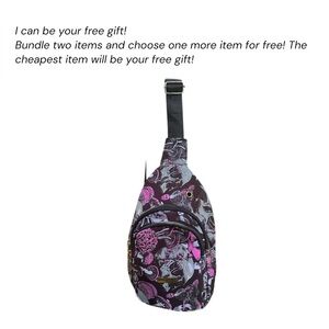 Stylish Black and Pink skulls and mushrooms Bag